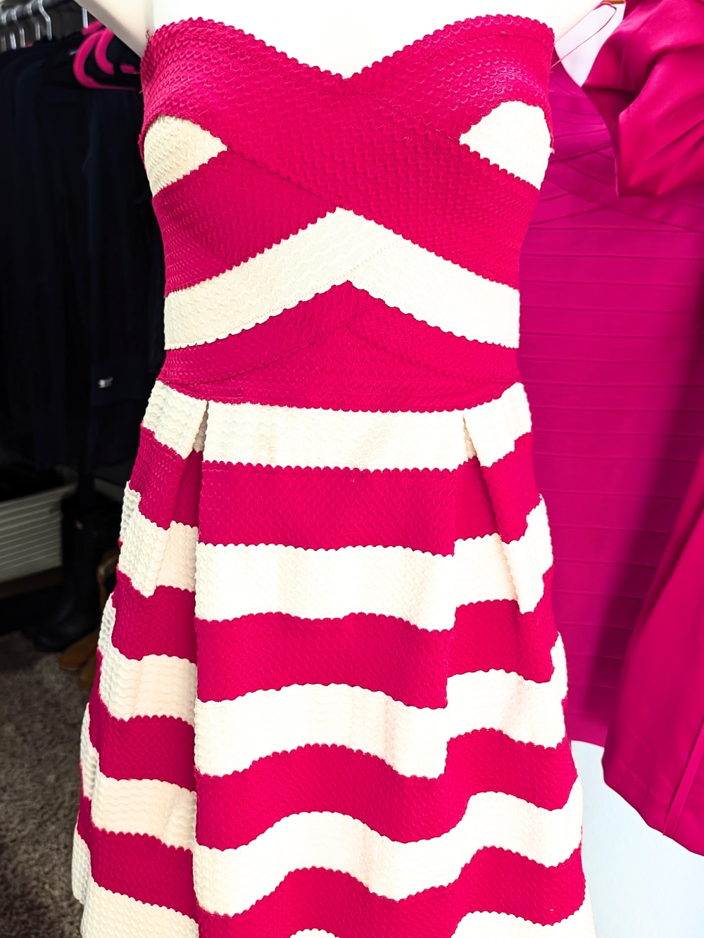 Jealous Tomato Pink and Cream Strapless Party Dress for Girls